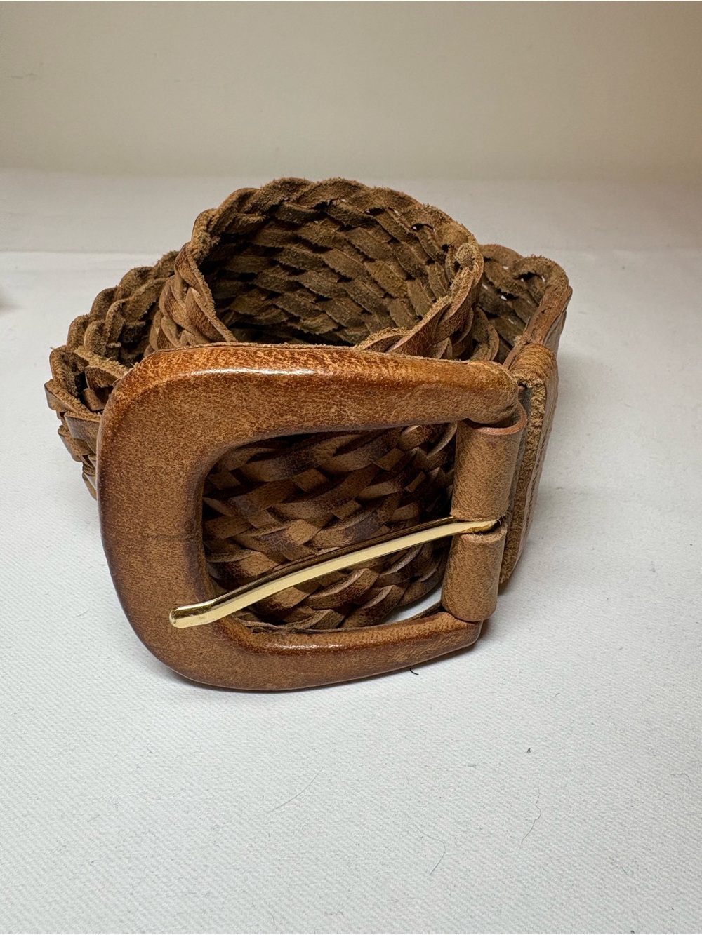 Michael Kors Brown Braided Leather Wide Belt Size S